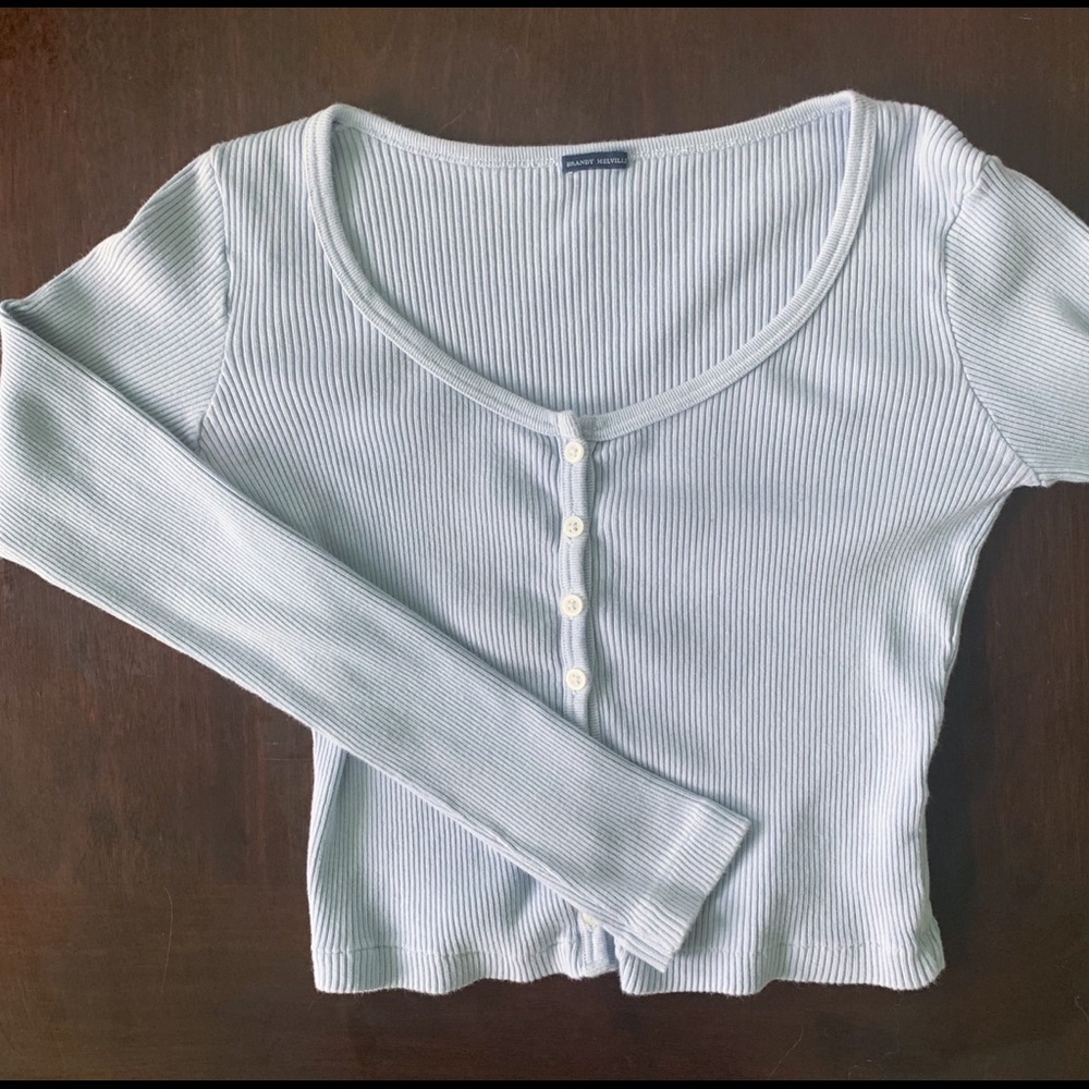 Brandy Melville Periwinkle Zelly Ribbed Long Sleeve Top